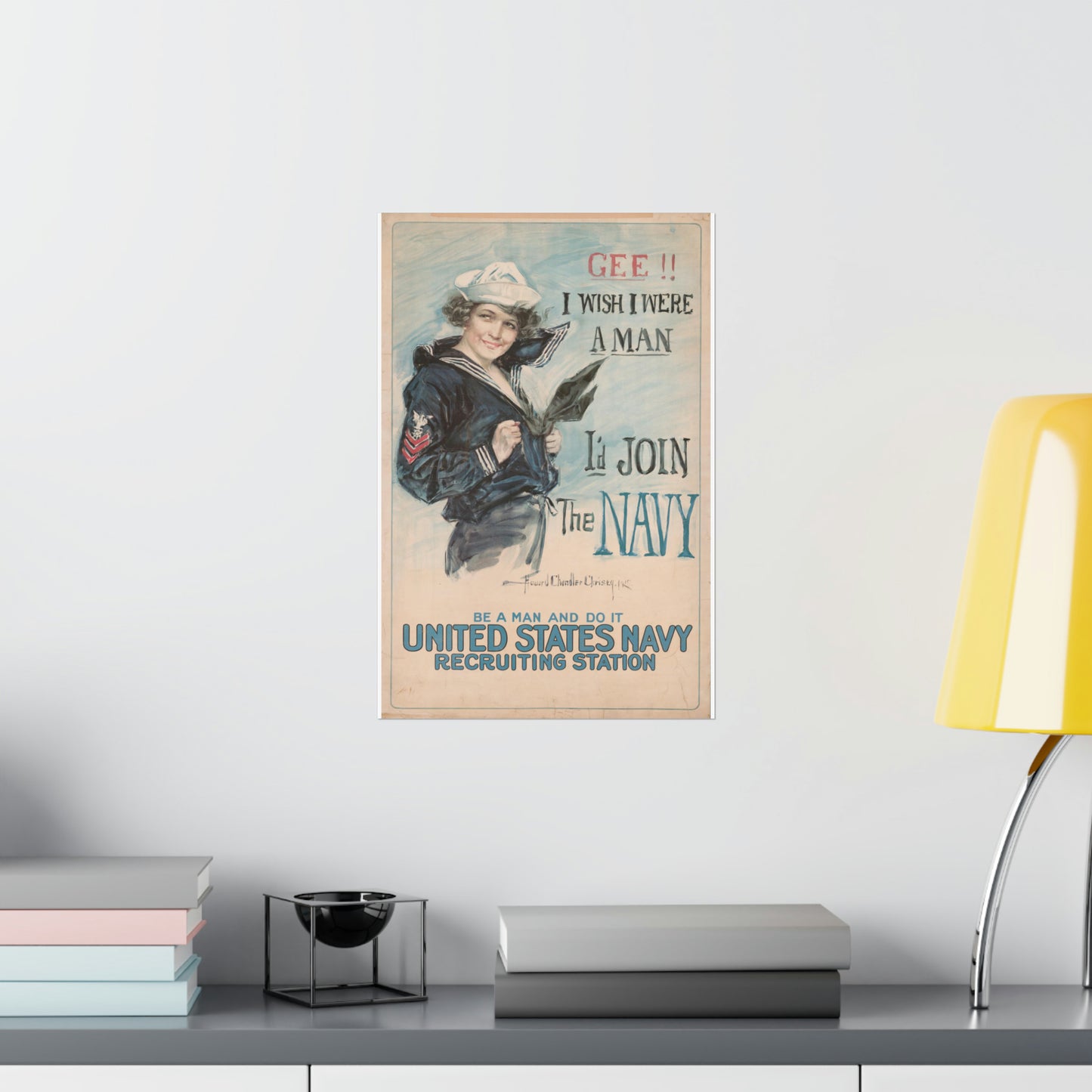 Gee I Wish I Were A Man WWI Navy Recruiting Poster
