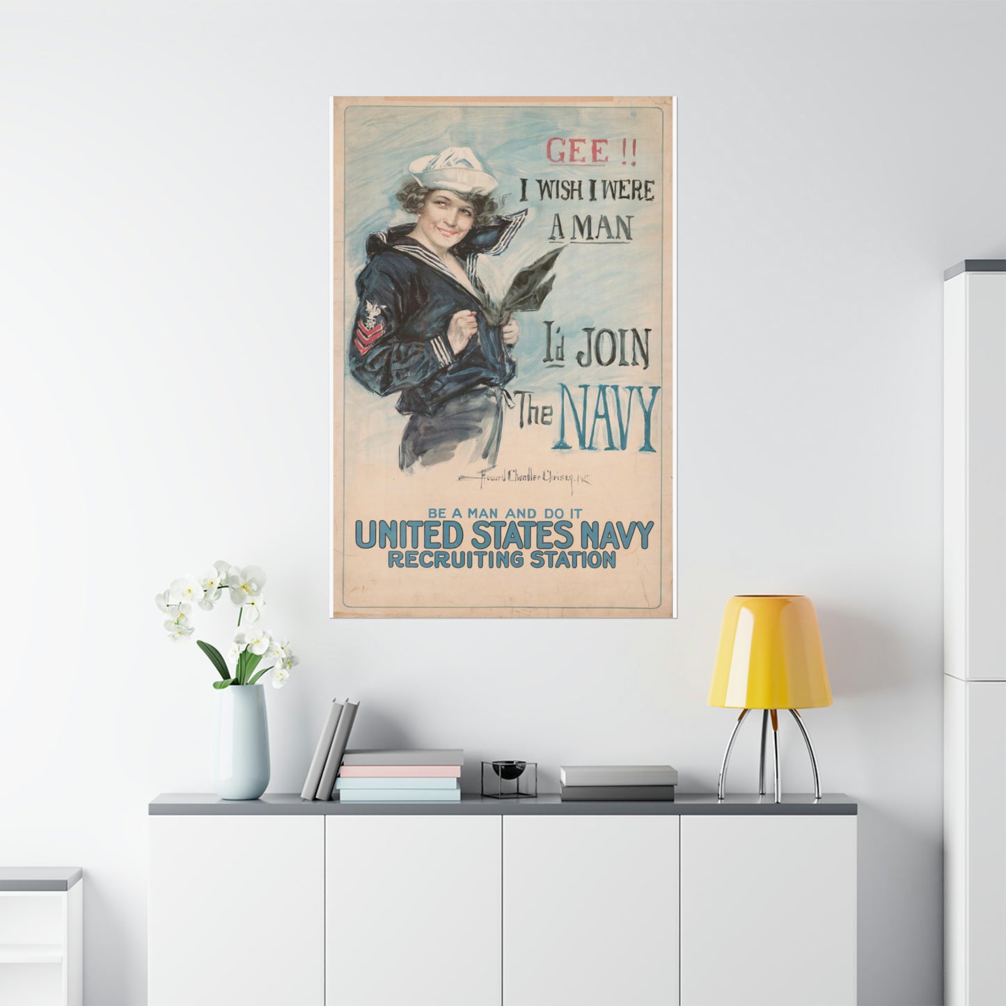 Gee I Wish I Were A Man WWI Navy Recruiting Poster