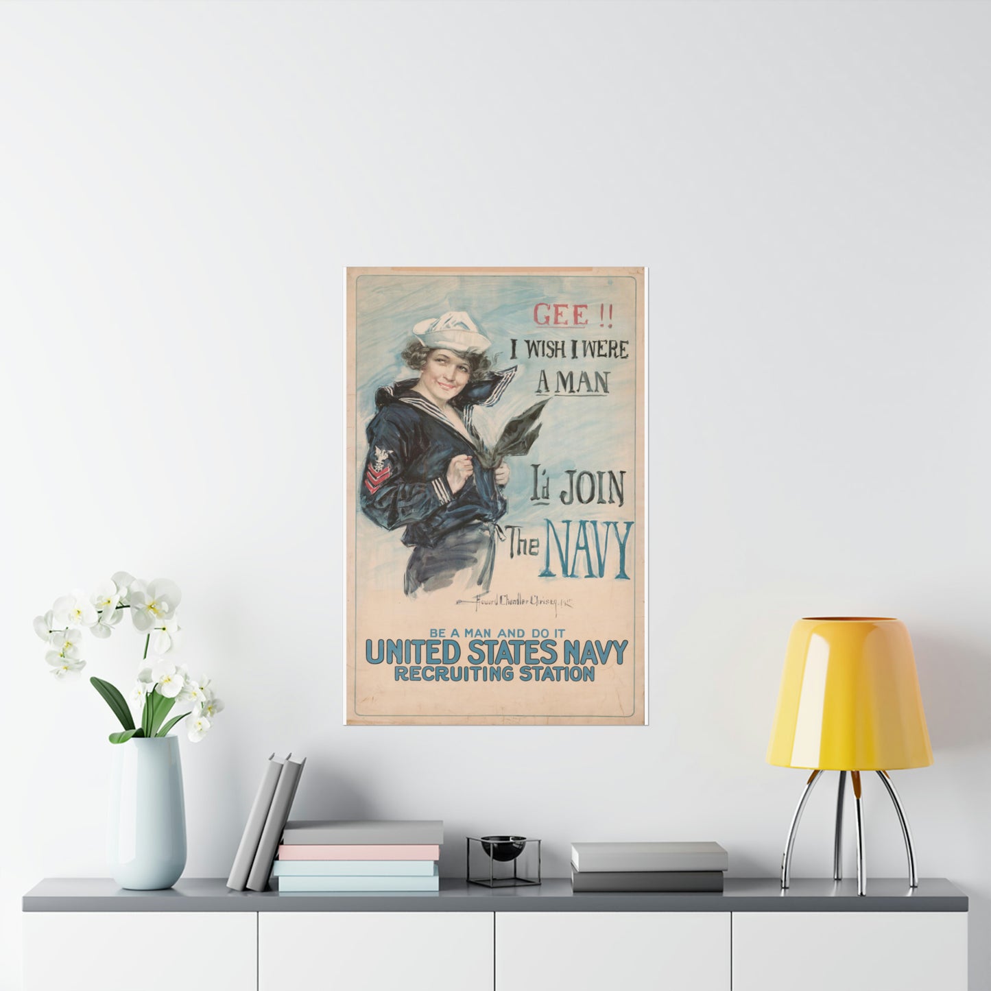 Gee I Wish I Were A Man WWI Navy Recruiting Poster