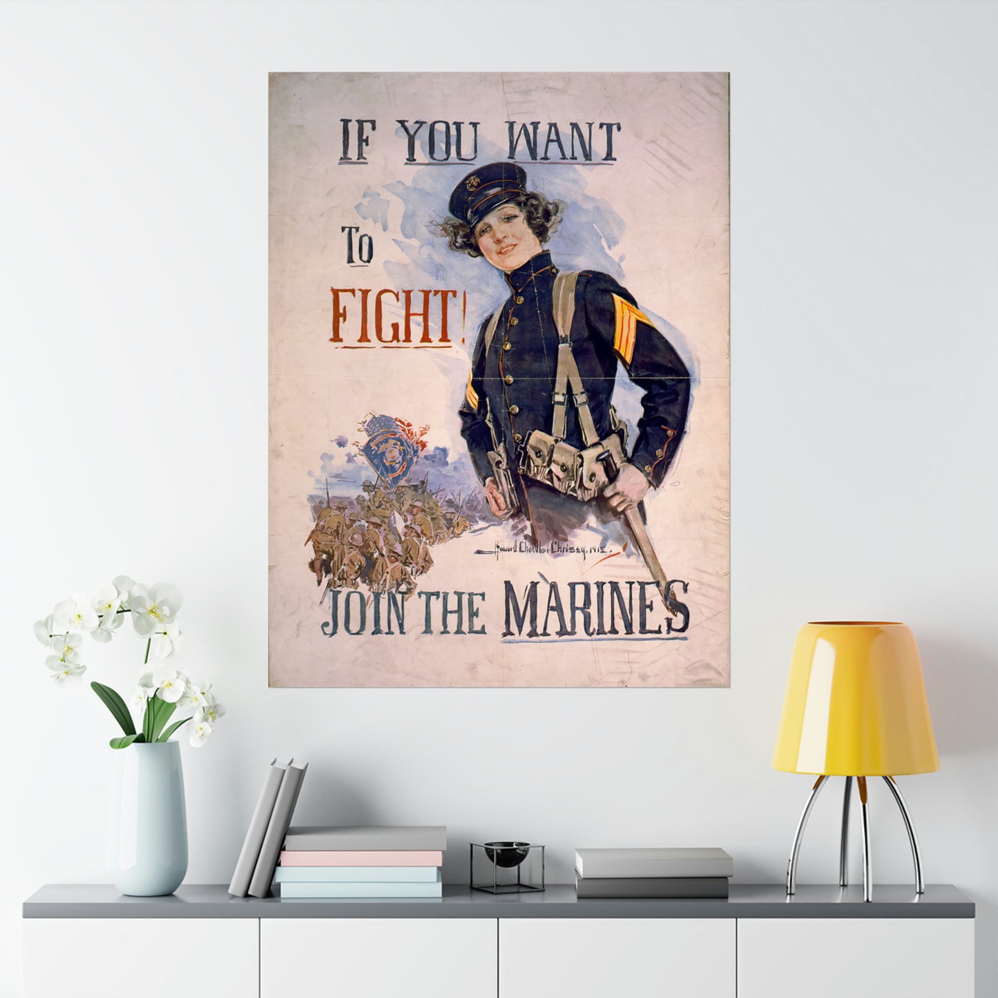 If You Want To Fight! WWI Marine Corps Recruiting Poster