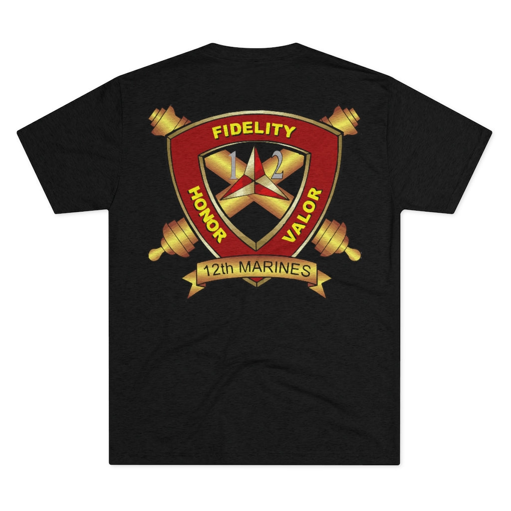 Black 12th Marine Regiment Tri-Blend Tee Back