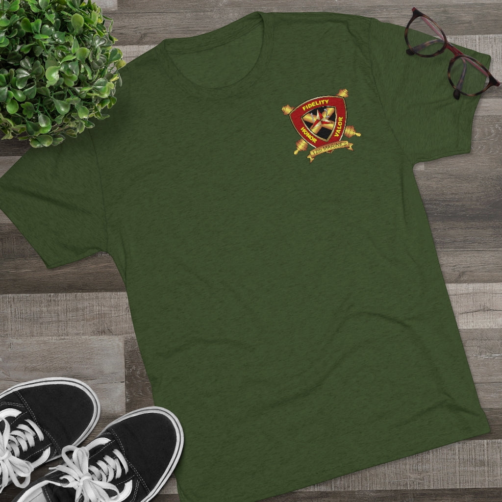 Military Green 12th Marine Regiment Tri-Blend Tee