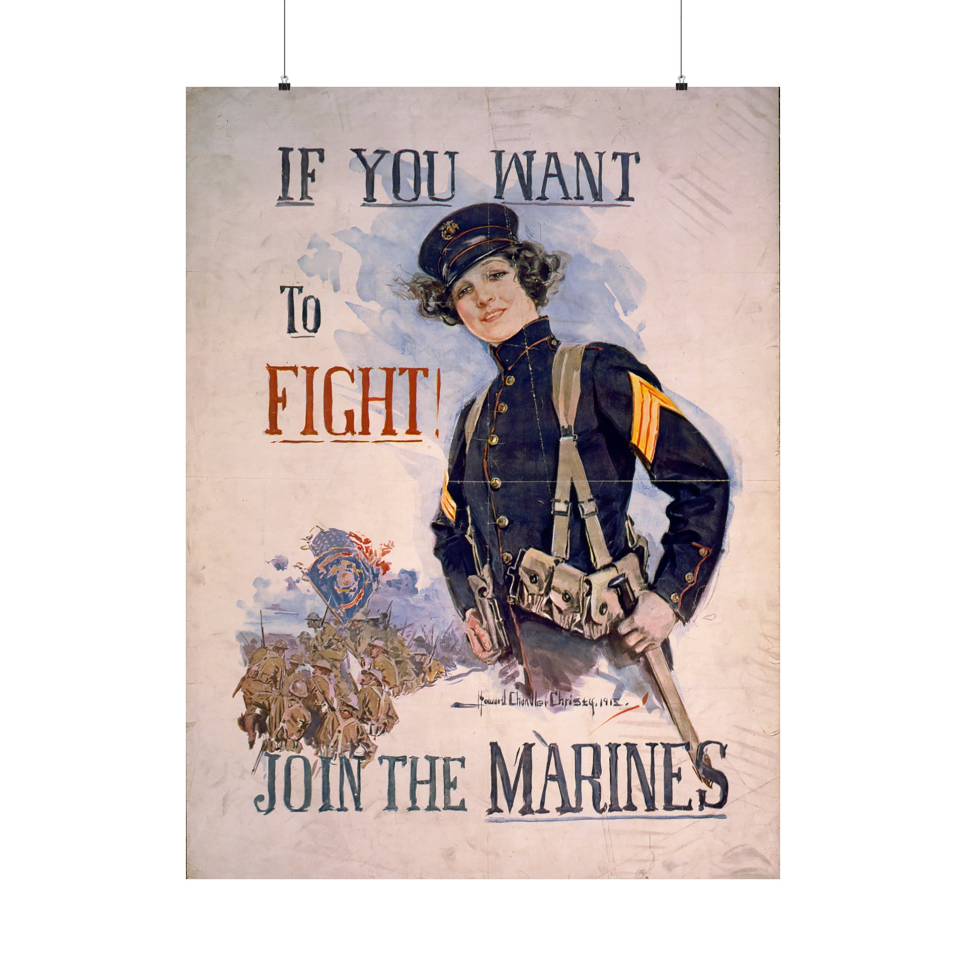 If You Want To Fight! WWI Marine Corps Recruiting Poster, image size:1920x1920
