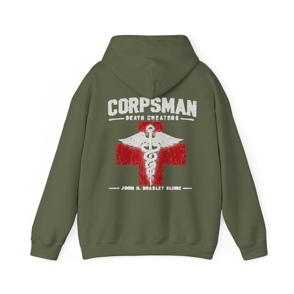 Military Green Bradley Health Clinic Hoodie, back