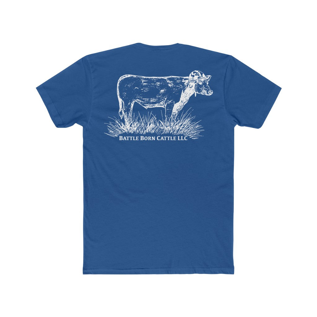 Blue Battle Born Cattle Tee Back