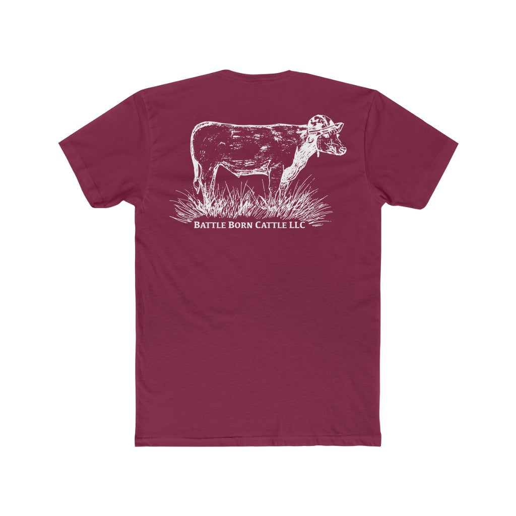 Red Battle Born Cattle Tee Back