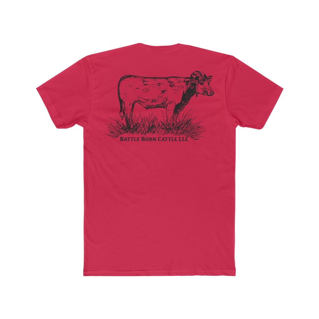 Red Battle Born Cattle Tee Back