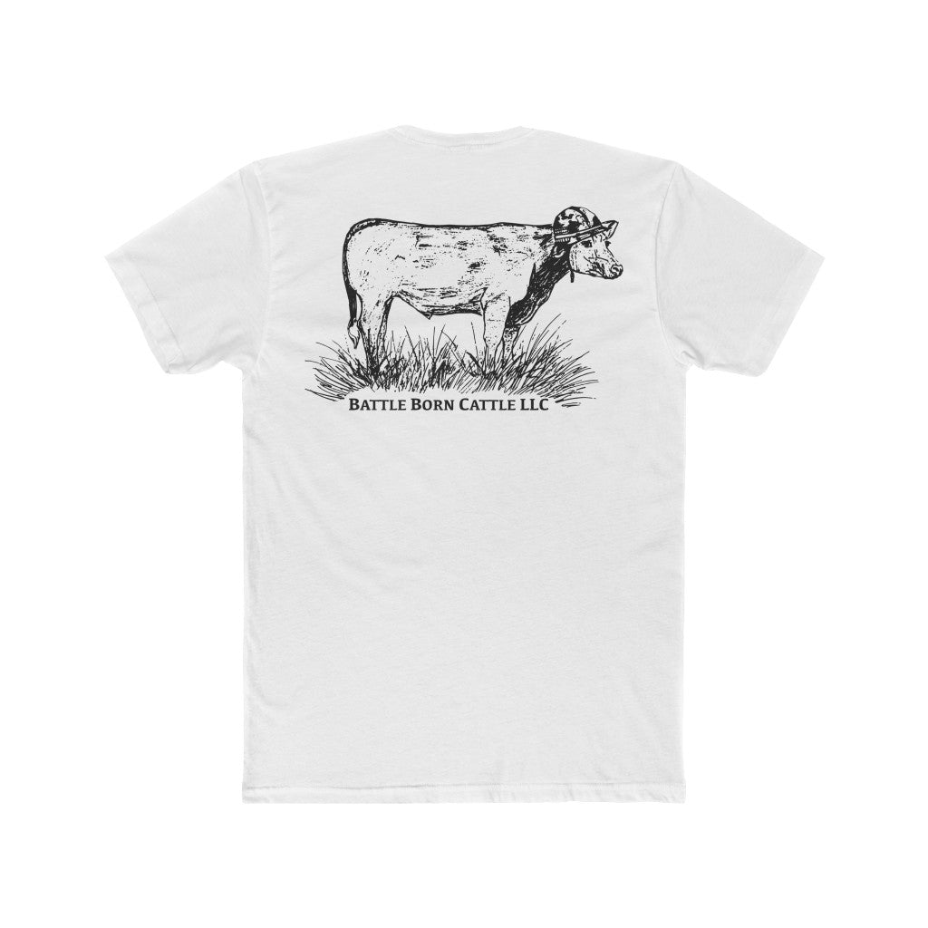 White Battle Born Cattle Tee Back